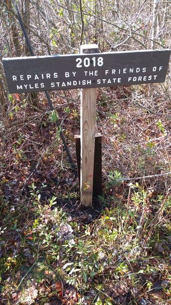 sign recognizing the Friends along trail